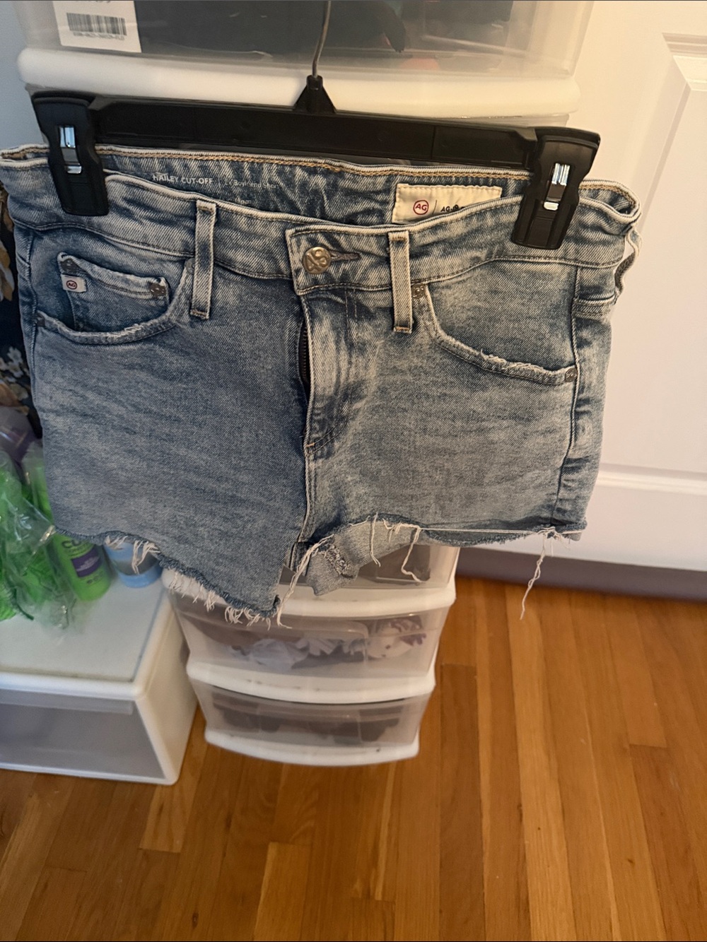 AG Light Blue Distressed Denim Cutoff Shorts